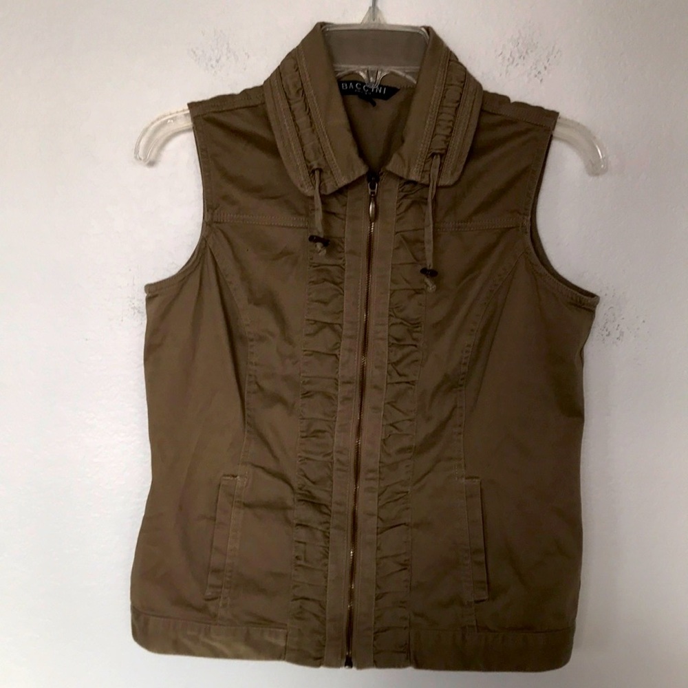 🤎BACCINI ZIPPER VEST TAN SIZE SMALL PETITE NWOT EXCELLENT CONDITION!